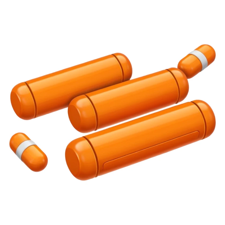 orange cylindrical pieces pill shaped on each end  sticker