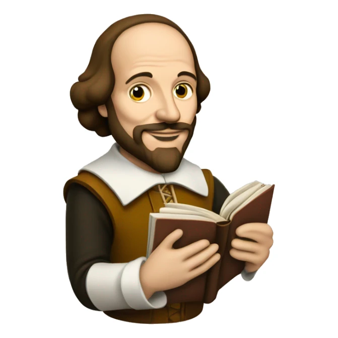 William Shakespeare holds a book in his hand sticker