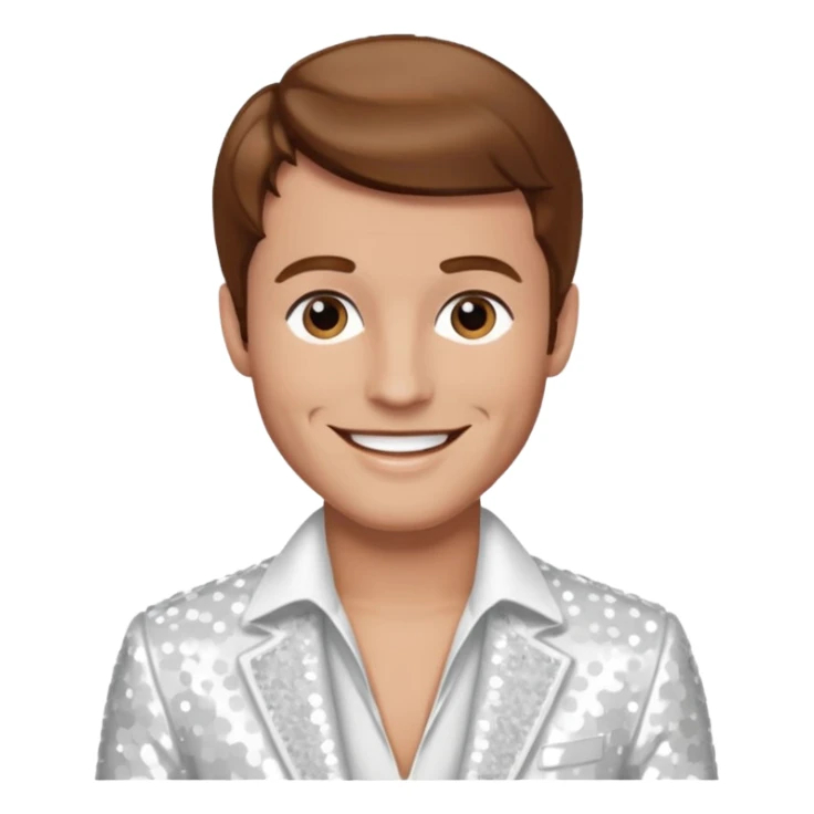 Peter Allen with Brown Hair, White Sequin Outfit sticker
