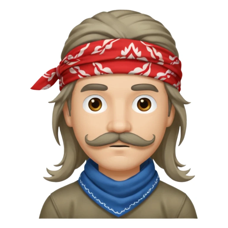 mustached with bandanas long hair gry boy sticker