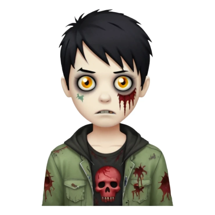 boy zombie with black hair emo sticker
