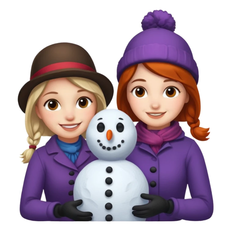 Virginia Poe and Maria Clemm building a snowman sticker