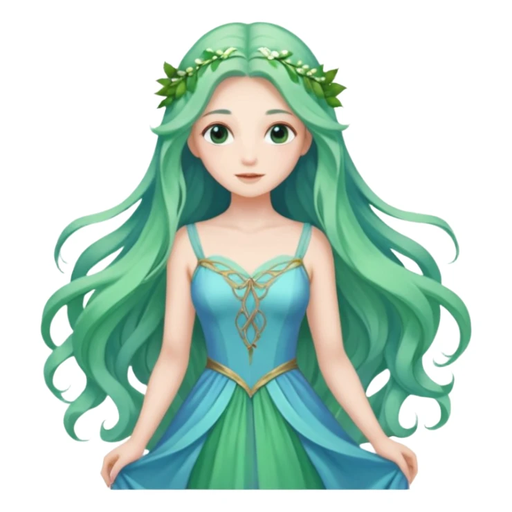Beautiful pastel white and green and blue fae-lady divine gorgeous beautiful with nature background  sticker