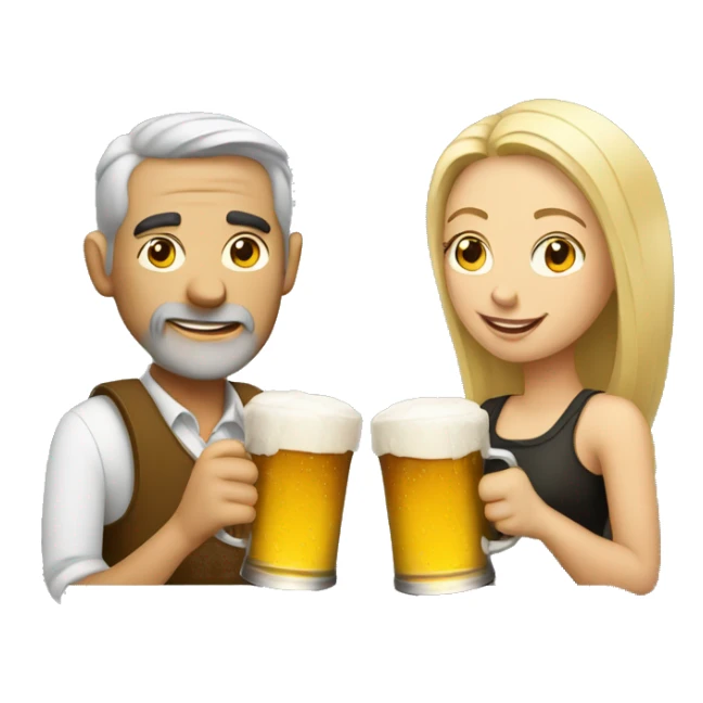 Man and woman with cups of beer sticker