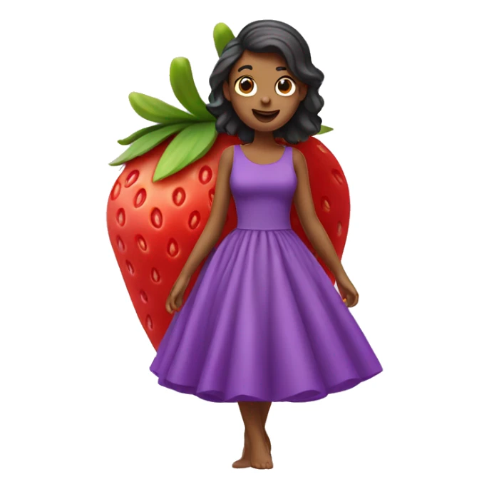 Strawberry wearing a purple dress sticker