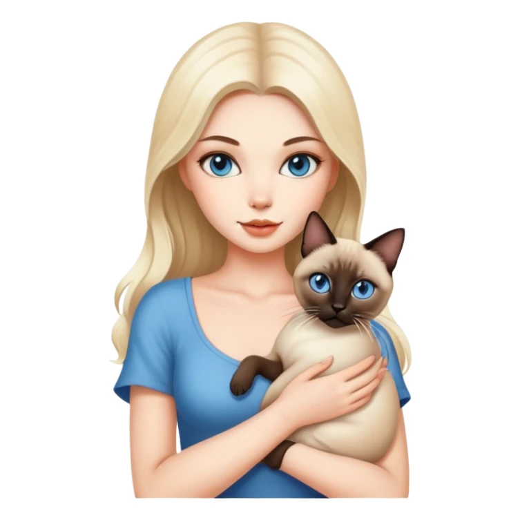 A beautiful and sexy white girl holding a Siamese cat sticker