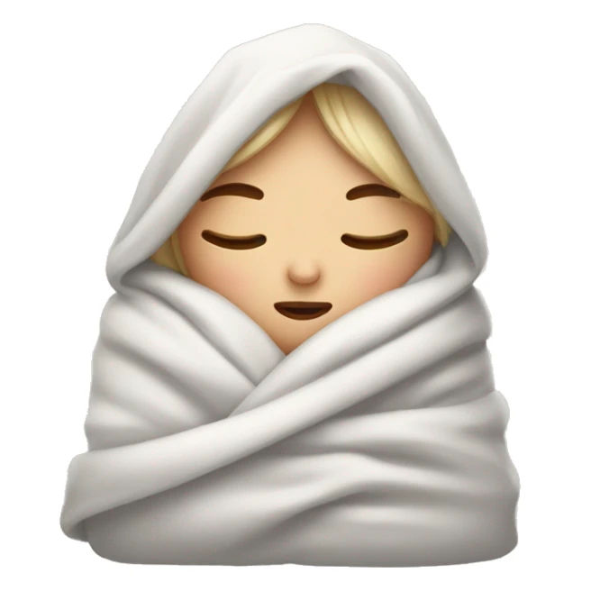 Cozy white girl wrapped in blanket with her eyes closed  sticker