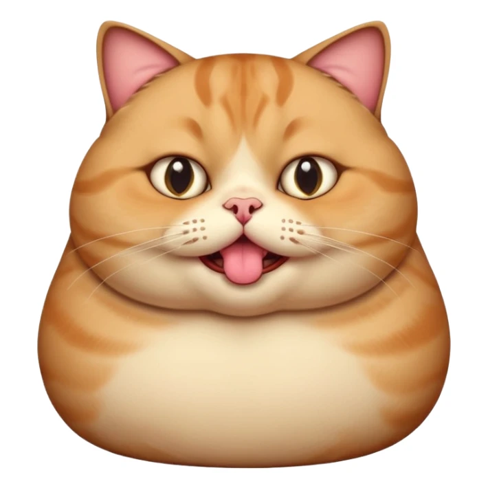 fat obese cat with giant eyes and giant tongue out sticker