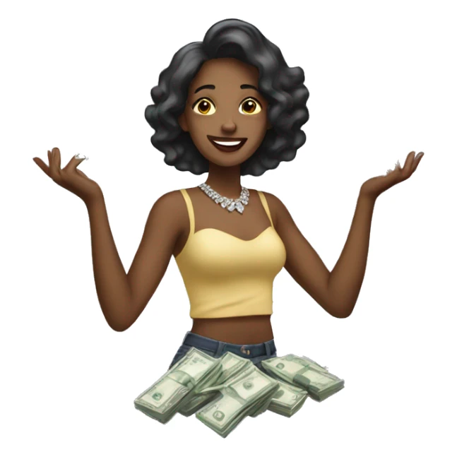 Woman loving money and diamonds sticker