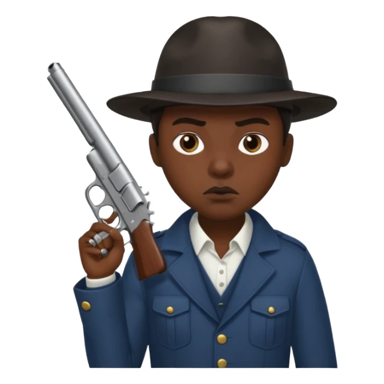 Blunt in mouth. Dress like yn. Holding a gun sticker