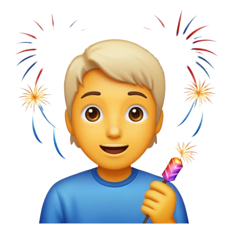 excited classic emoji style face watching fireworks sticker