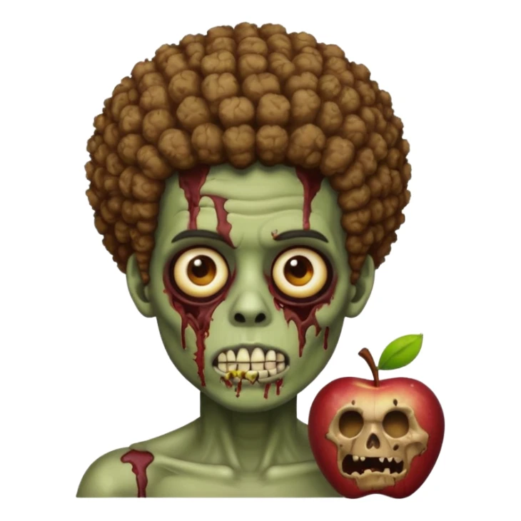 zombie boy with an afro, apple style emoji sticker