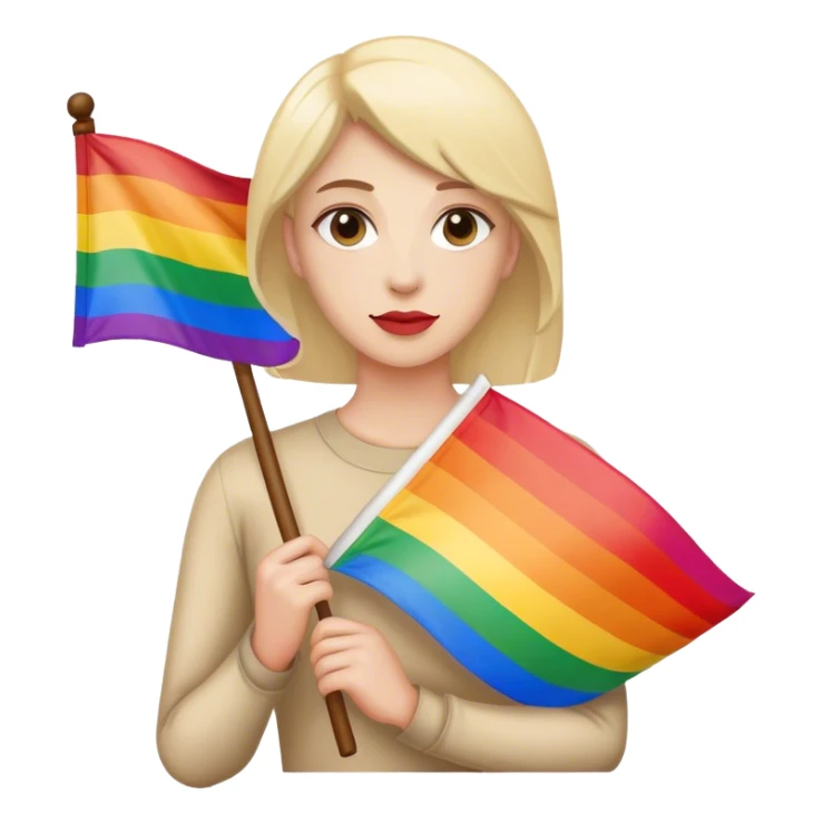 woman with lgbt flag sticker