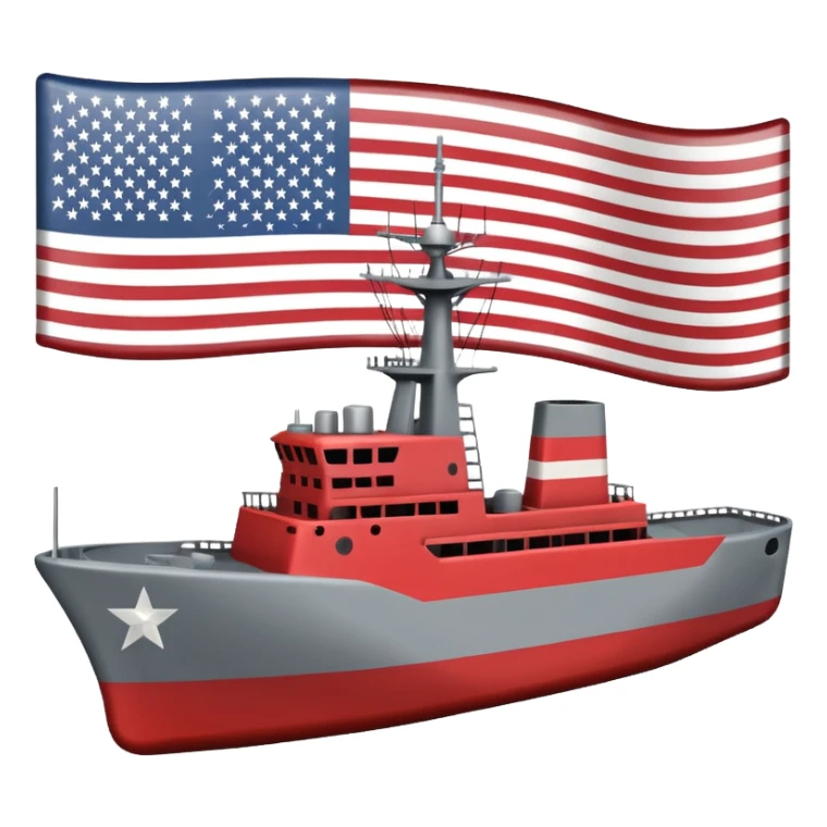 Very realistic American modern warship with little flag sticker