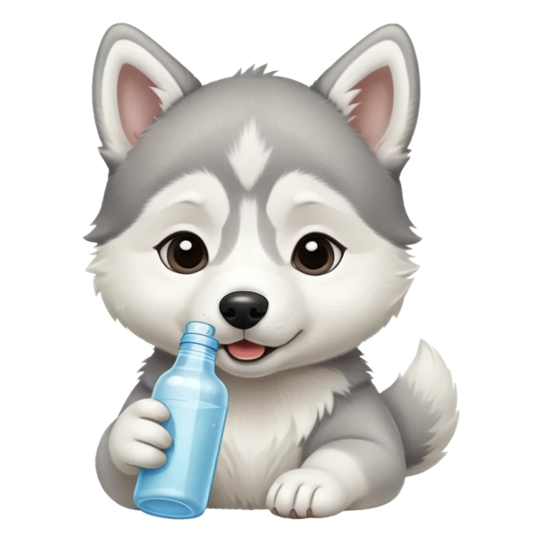Baby husky puppy drinking bottle sticker