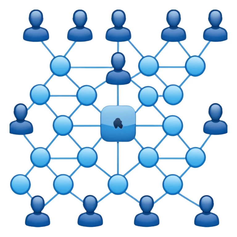 network of connected people icons, CRM tool sticker