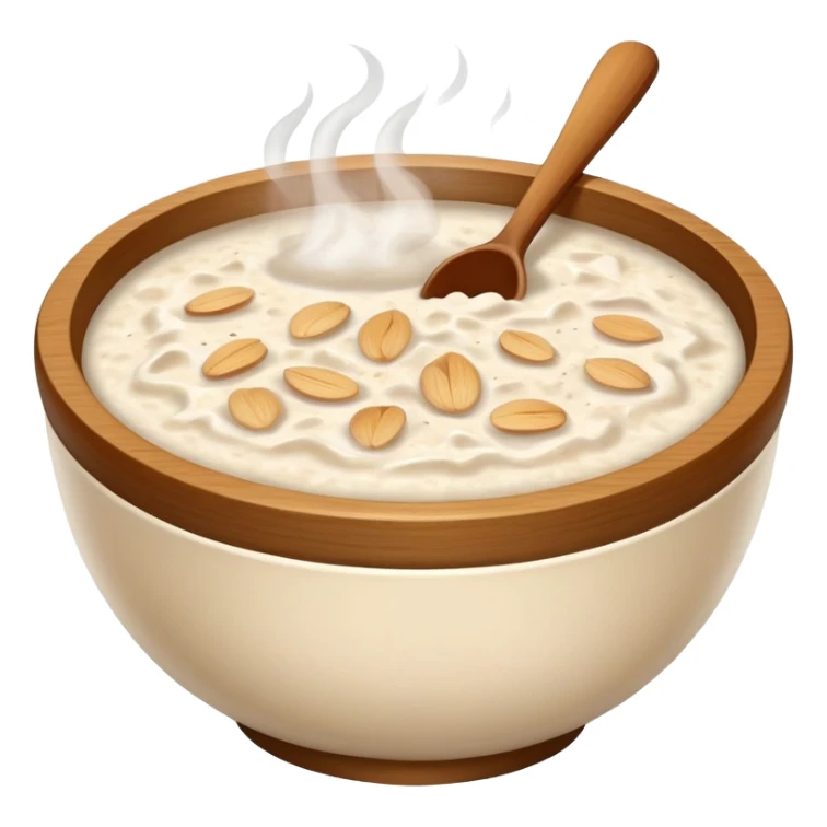bowl of hot porridge with steam sticker