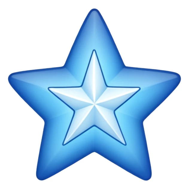 generate an emoji with a white tick in between a blue star having 11 points  sticker