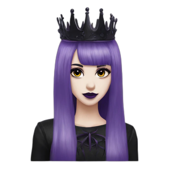 Elissabat-with-bangs-long-hair-dark-purple-and-black-vampire-goth-makeup-crown sticker