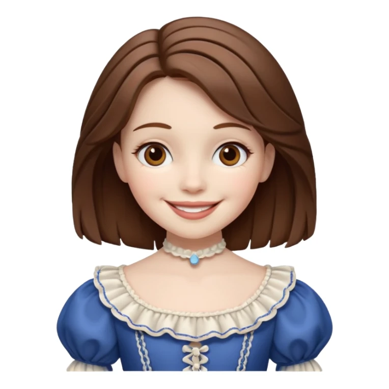 A marionette which is a girl with a brown hair and a beautiful smile sticker