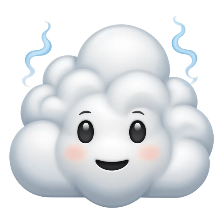 whimsical smoke effect emoji, Disney cartoon style, puffy, swirling sticker
