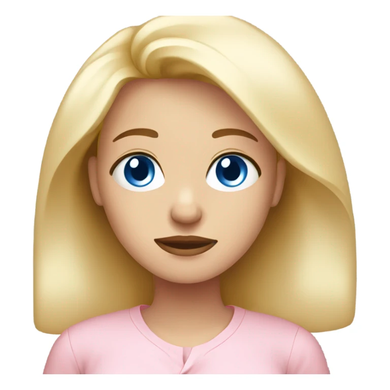 blonde woman blue eyes. sad expression. light pink shirt sticker
