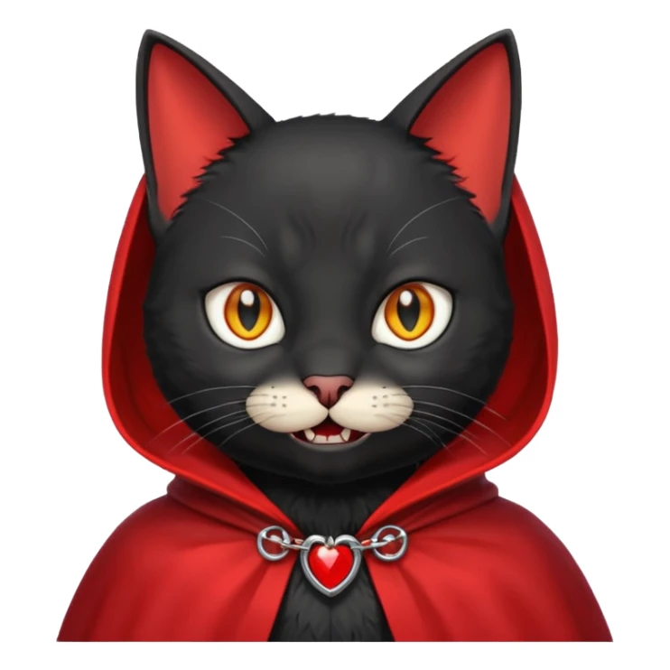 Vampire Pet, Black cat in red collar cloak sticker