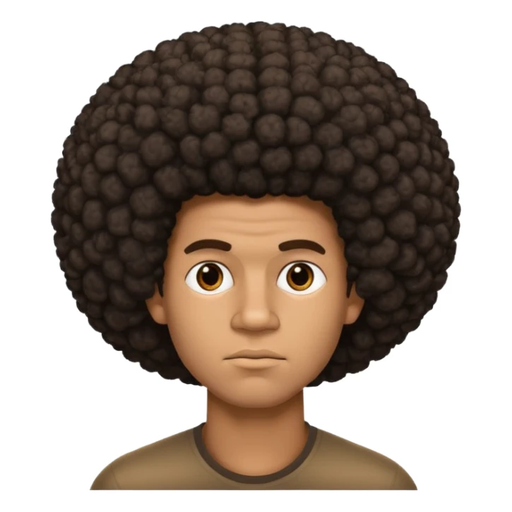 a black man side eyeing woth just head and shoulders showing, with a big puffy afro sticker