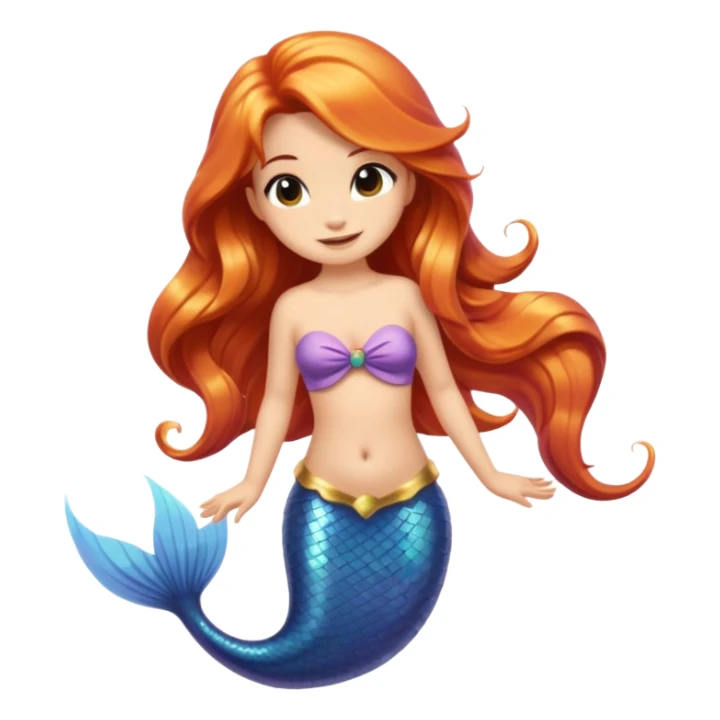 A cute mermaid emoji, looking coy and mischievous with a flirty smirk.  sticker