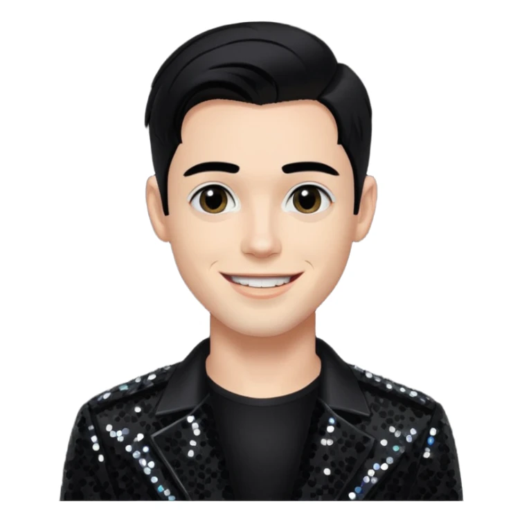 Sugar Bones, Male Electropop Singer from Confidence Man with black hair, black sequin outfit sticker