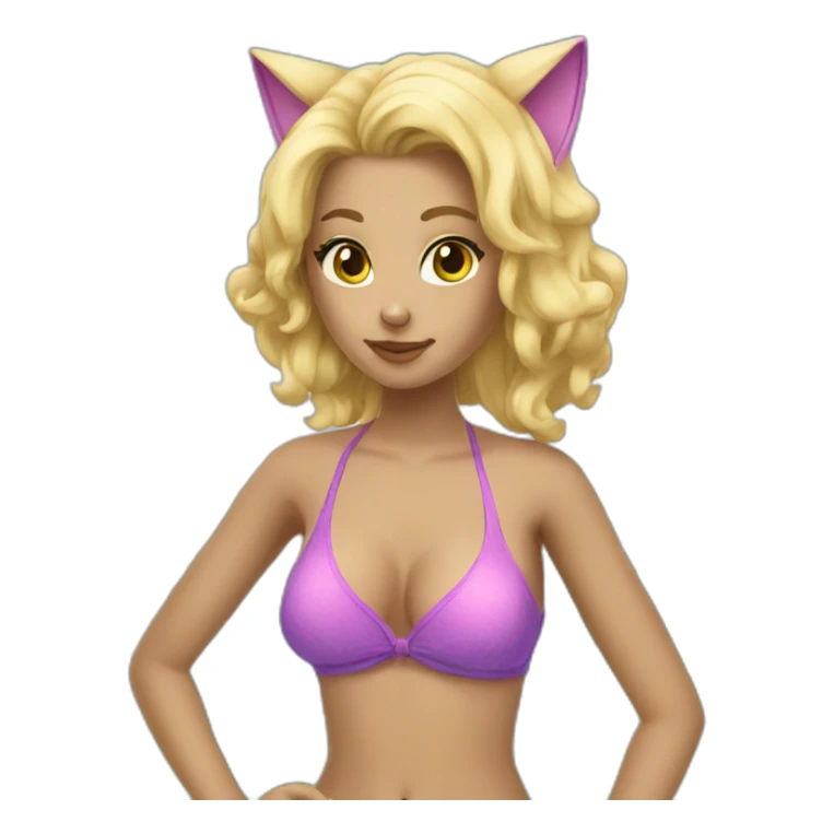 hot catgirl blonde swim suit sticker