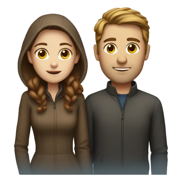Freezing white couple with brown hair sticker