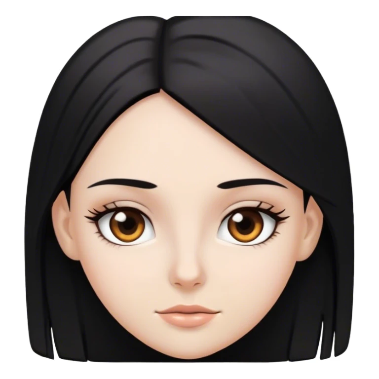 White girl with brawn eyes and black straight hair sticker