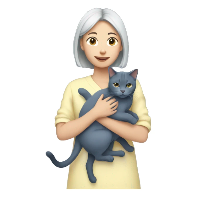 Japanese girl holding Two Russian Blue cats sticker