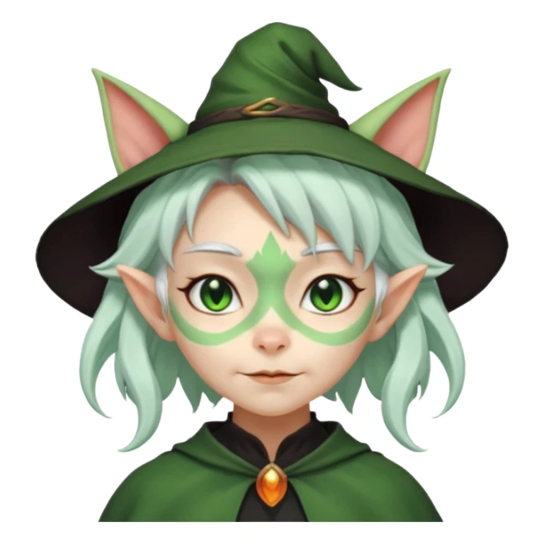 Goblin girl witch white hair, and cats ears 
 sticker