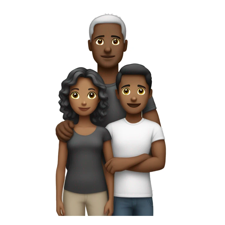 Família mulher negra homem branco com 2 filhos sticker