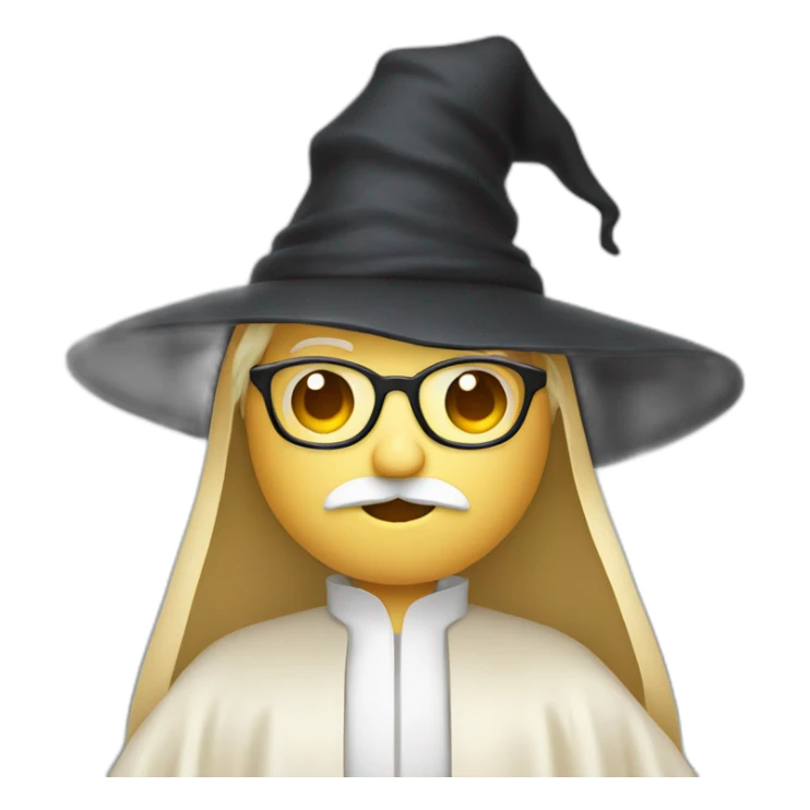 glasses and blond mustache man wearing witch hat and robe sticker