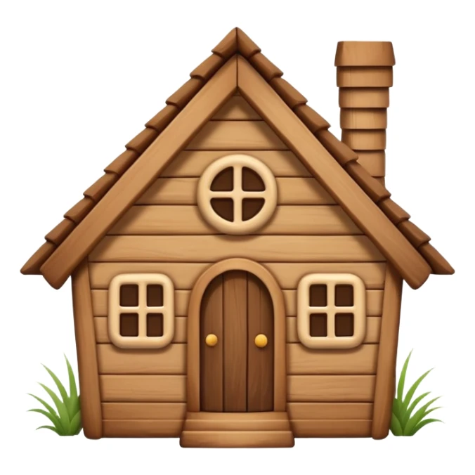 adorable stick house with a smiling face sticker