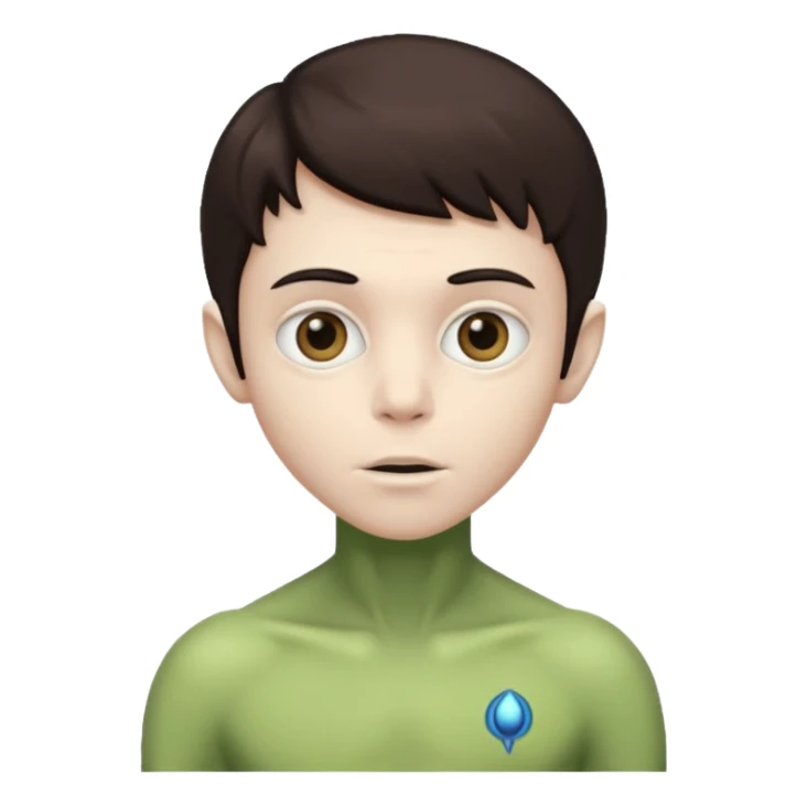 alien white boy with dark brown hair sticker