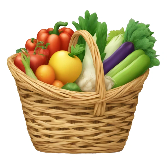 Wicker basket with fresh vegetables and fruits sticker