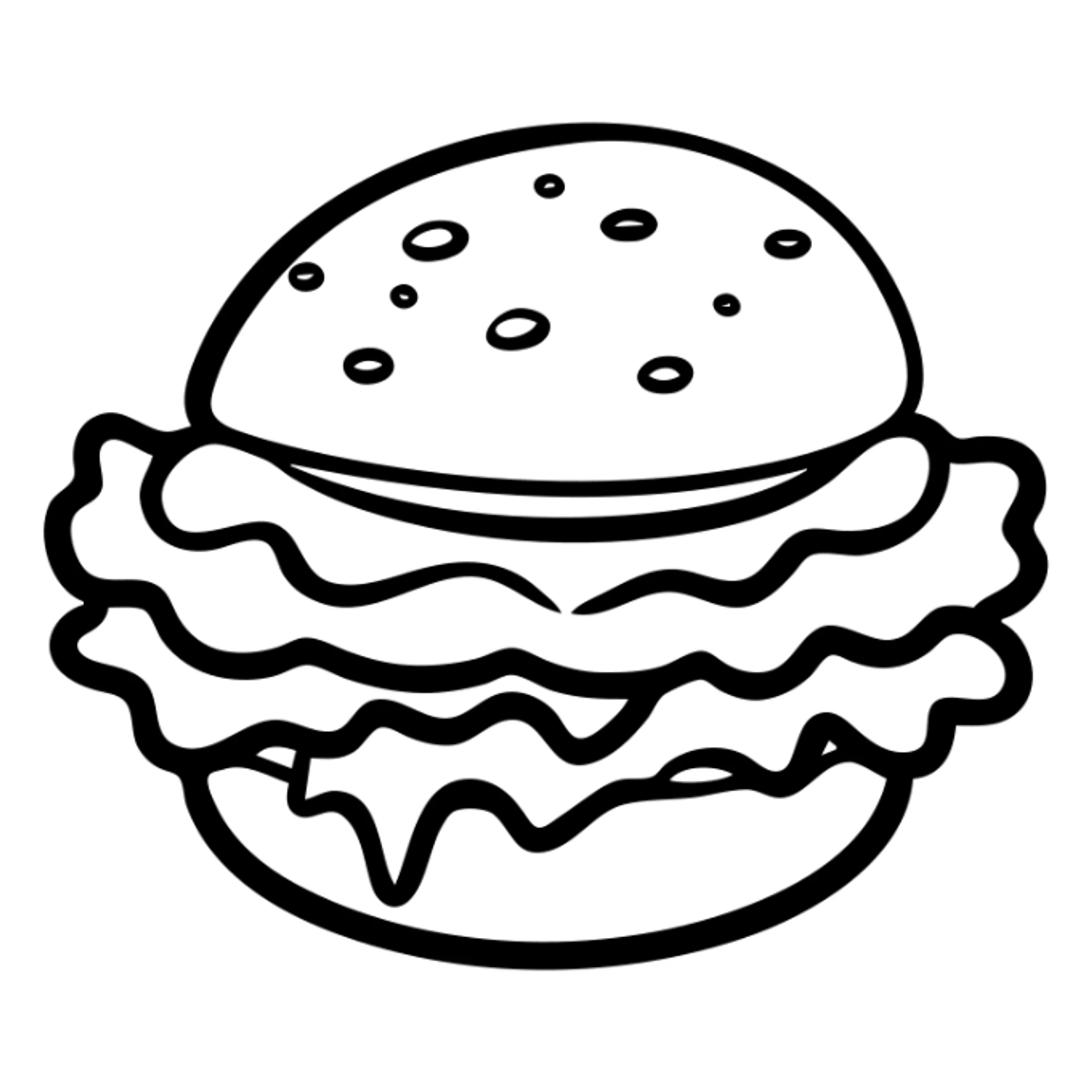A hamburger with lettuce, tomato, and cheese sticker