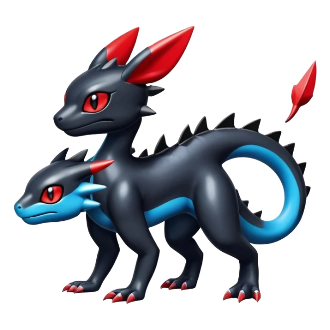 Cute Shiny Guilmon-Salandit-Umbreon-Fakémon-hybrid-creature (full body)  sticker