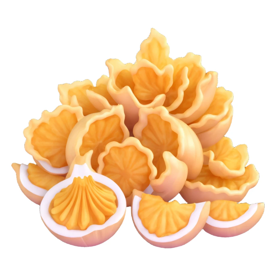 crispy fried garlic, clean, minimal, cute, well-lit, soft shadow, white background sticker