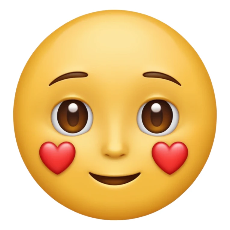 Emoji of a round yellow face with heart eyes, iPhone emoji style. Flat design, smooth gradients, rounded edges, soft shadows, clean look, white background sticker