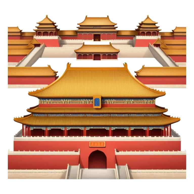 Forbidden City palace in Beijing, traditional Chinese imperial architecture, red walls and gold roof, emoji style sticker