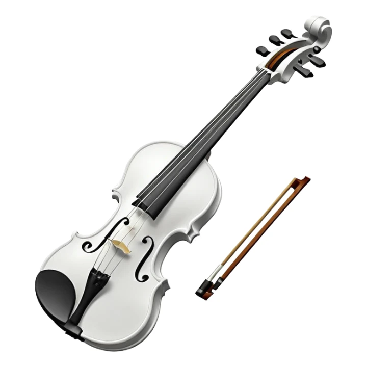 A pure white violin, sleek and elegant, animated style, soft glow, premium 3D-like shading, high resolution, minimalistic background, cheerful and visually appealing, perfect for Telegram emoji or sticker sticker