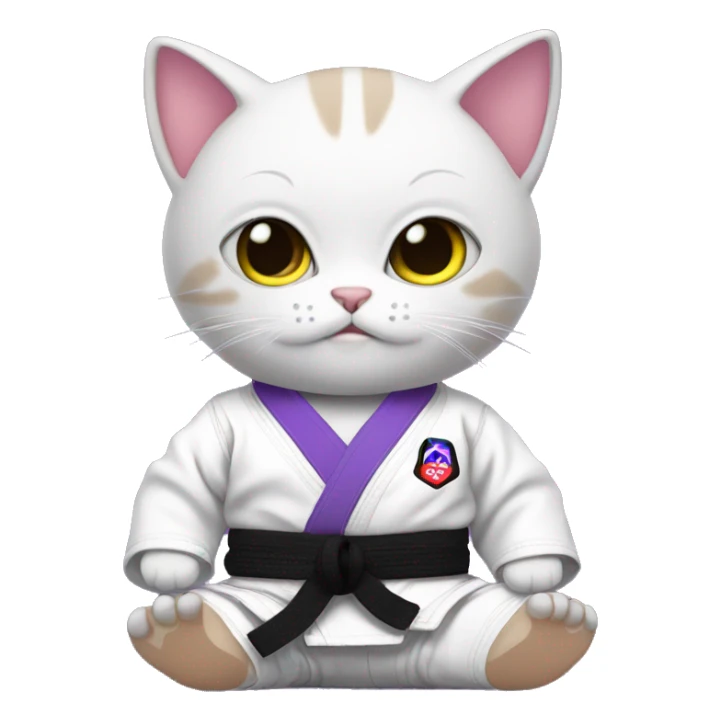 baby jiu-jitsu cat with purple belt sticker