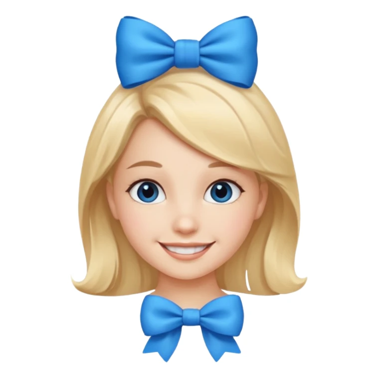 girl tied with blue bow sticker