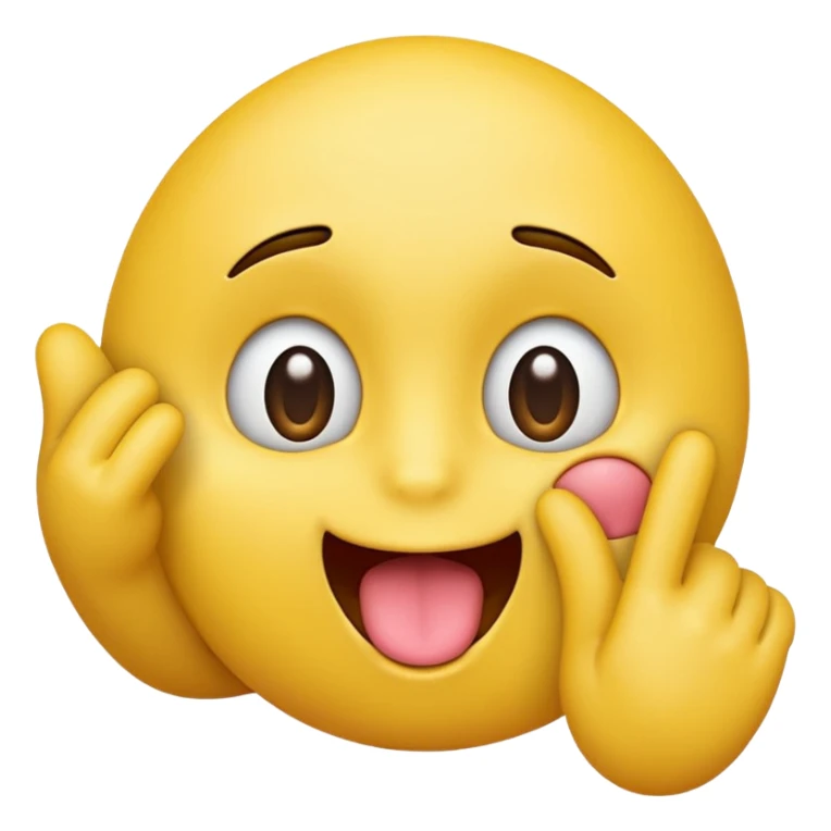 “A yellow emoji face with eyes looking down, tongue sticking out playfully, and one hand raised next to its face making a pinching-fingers gesture.” sticker