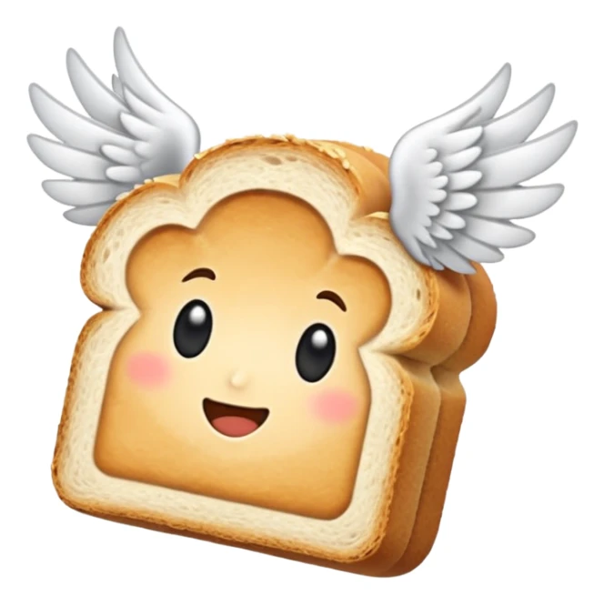 slice of bread with small white wings flying in the air sticker